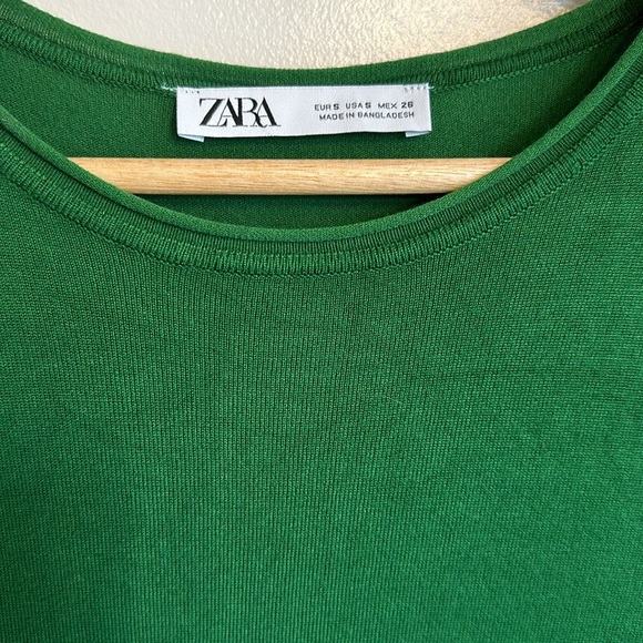 Zara Crew Neck Sweater Long Sleeve Green Small - Picture 3 of 6